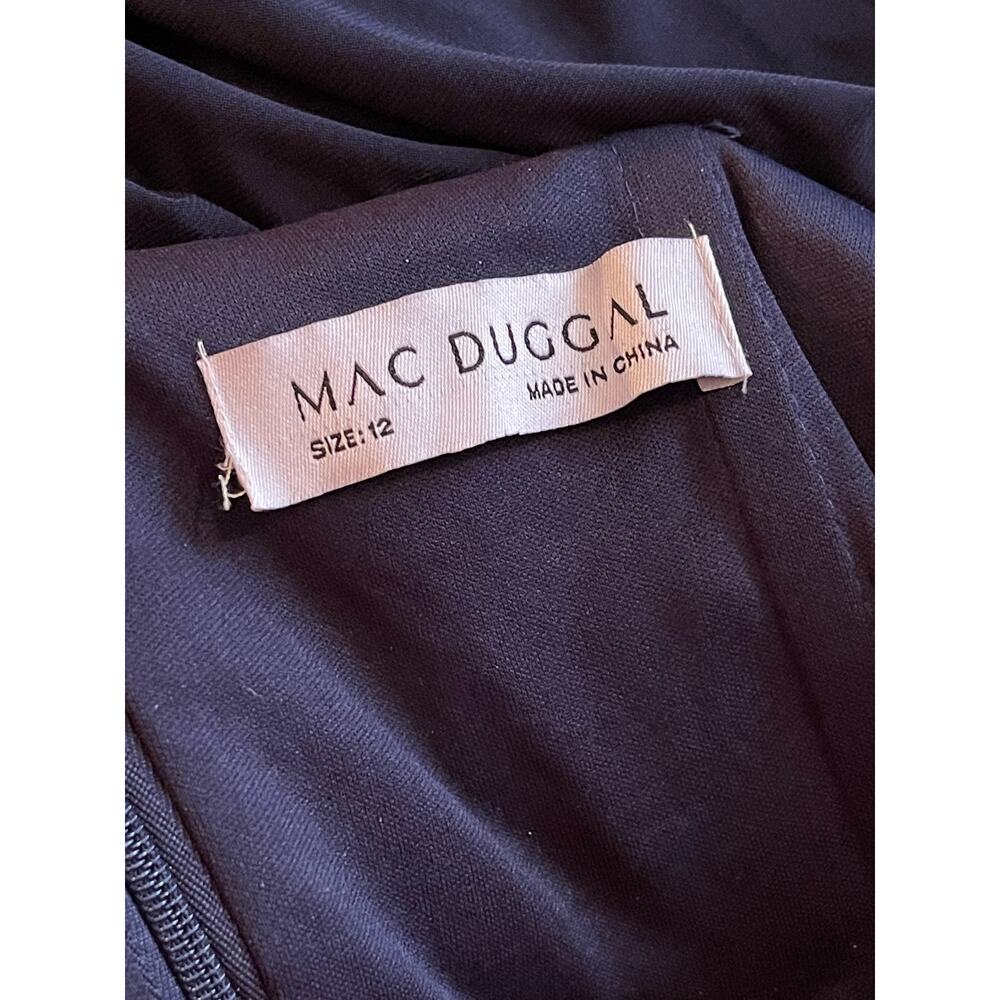 Mac Duggal NEW Size 12 Blue Beaded Cuff Drop Shoulder Faux Wrap Gown 12231 - Picture 9 of 10